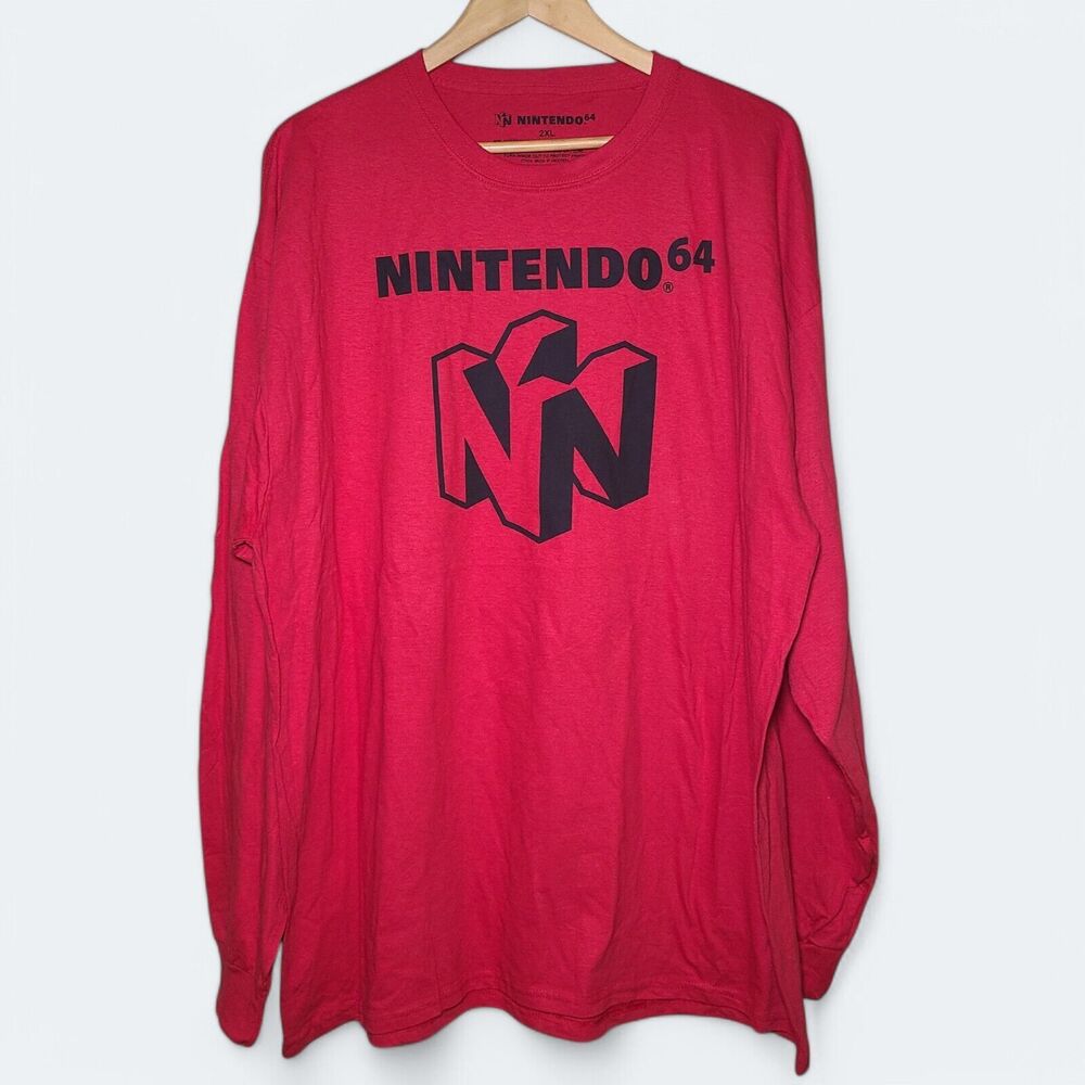 Nintendo 64 Graphic Red Longsleeve Shirt Men's Size XXL Cotton Blend NWOT